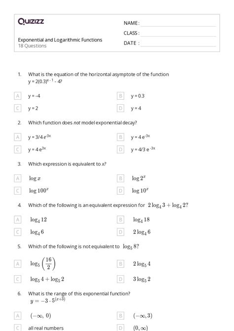 Image result for Day 7 Applications Exponential and Logarithmic Functions Worksheet
