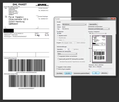 Toradh íomhá ar DHL Label Printer