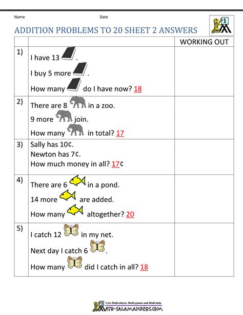 Toradh íomhá ar 1st Grade Addition Word Problems 2-Digit