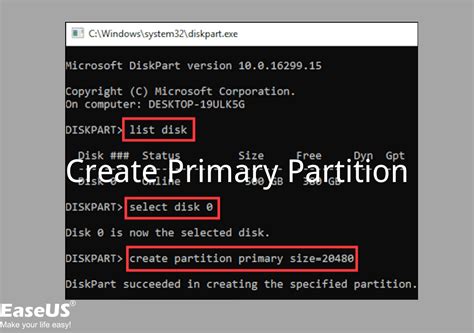 Create Partition Primary に対する画像結果