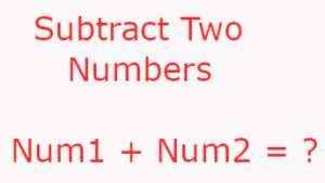Toradh íomhá ar C Program Subtract Two Numbers