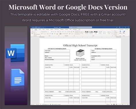 Fillable Middle School Transcript に対する画像結果