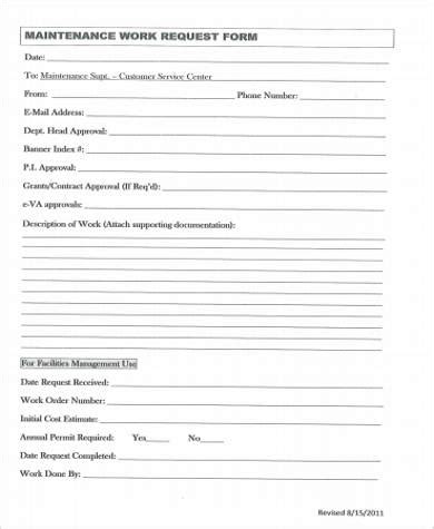 Image result for Maintenance Job Request Sample Format