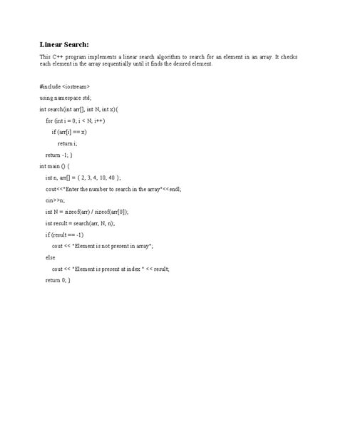 Linear Search Algorithm in C++ に対する画像結果