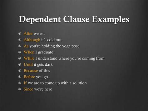 Image result for Dependent Clause Examples