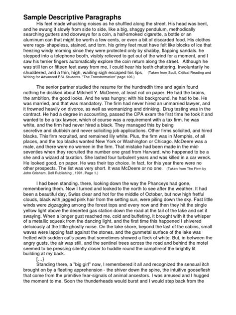 Examples of Good Descriptive Paragraphs に対する画像結果