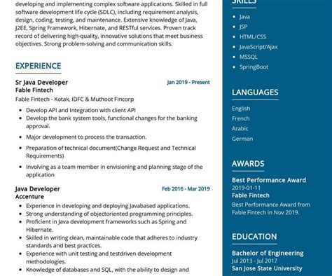 Image result for Java Developer CV Sample