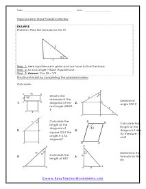 Image result for Geometry Trig Word Problems Worksheet Answers PDF
