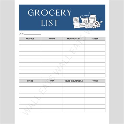 Image result for Grocery List Basic Blank