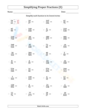 Image result for 5th Grade Math Worksheets Simplifying Fractions