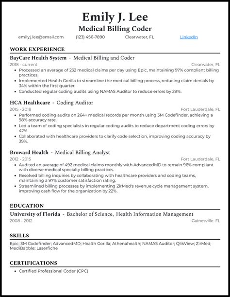 Afbeeldingsresultaten voor Medical Coding Resume Sample