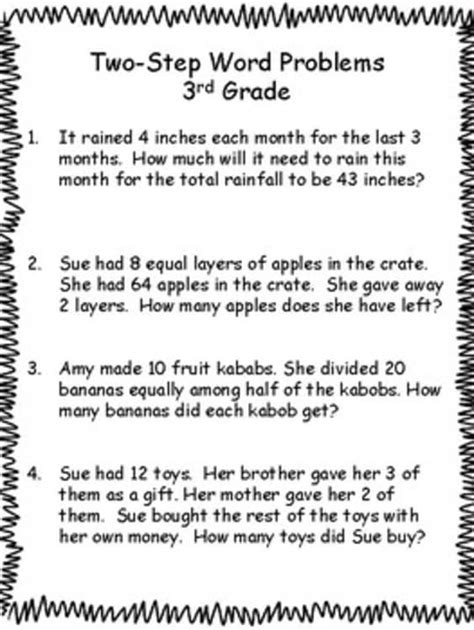 Image result for Multiple-Step Word Problems 3rd Grade