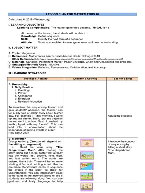 Image result for Math 10 Lesson Plan