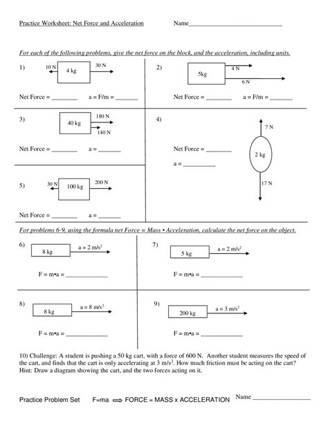 Image result for Net Force Practice Problems