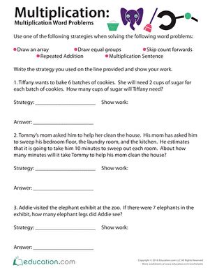 Image result for Fourth Grade Multiplication Word Problems