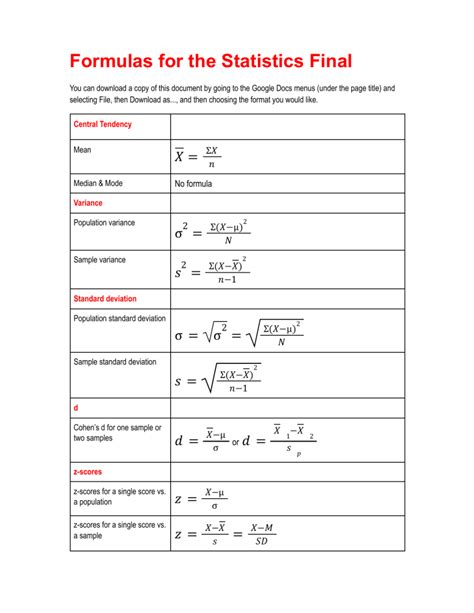 Image result for Statistic Formules