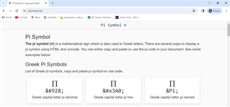 Image result for ASCII Code for Pi Symbol