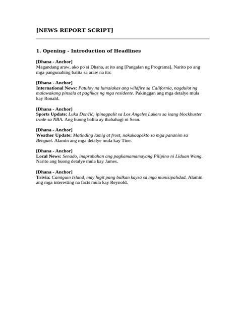 Image result for News Report Script