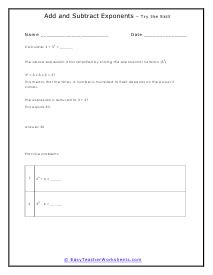 Image result for Add and Subtract Exponents Worksheet