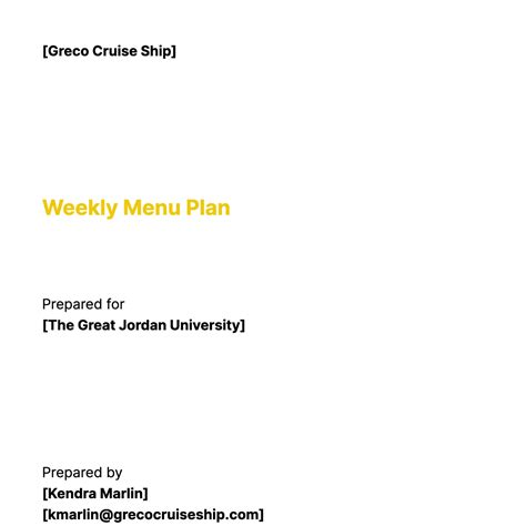 Image result for Editable Weekly Menu Template