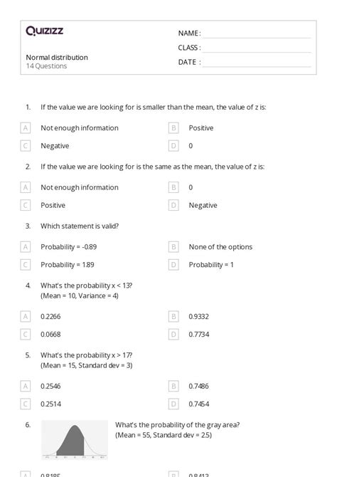 Toradh íomhá ar Normal Distribution Projwct Work Sheet