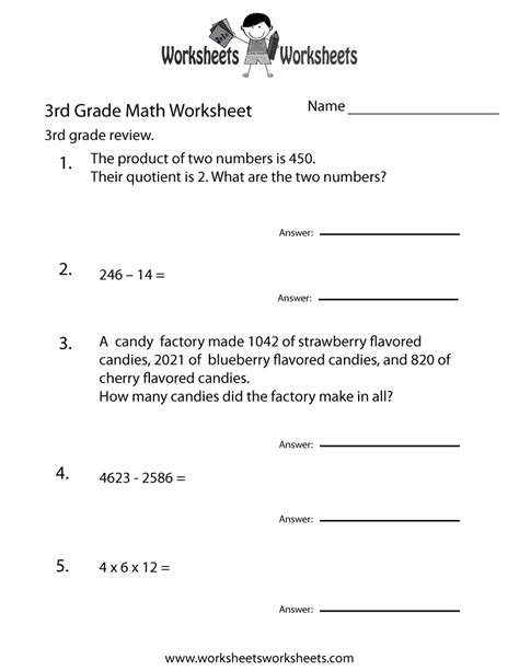 Image result for Free Printable Grade 3 Math Worksheets