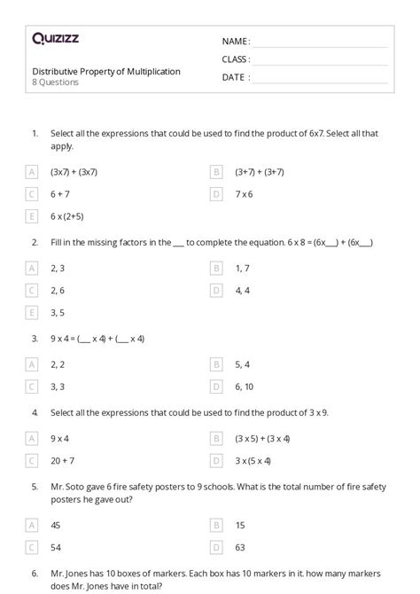 Image result for Distributive Property Worksheet 3rd Grade