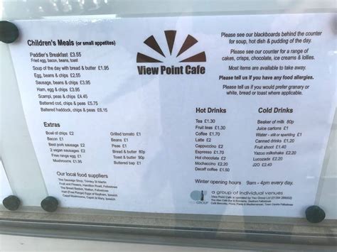 Image result for Viewpoint Cafe Menu