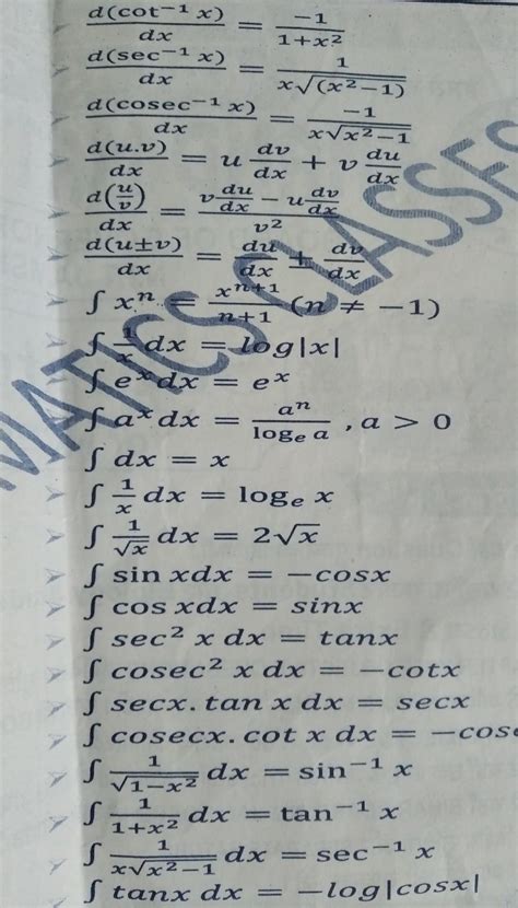 نتيجة الصورة لـ Integration Formulas for U V