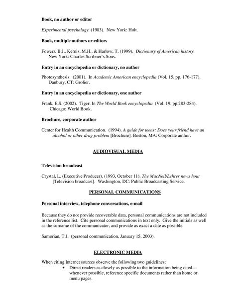 Image result for APA Format Reference List