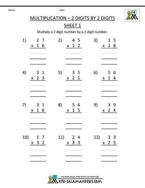 Toradh íomhá ar 4th Grade Math Multiplication