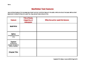 Text Features Worksheet 7th Grade に対する画像結果
