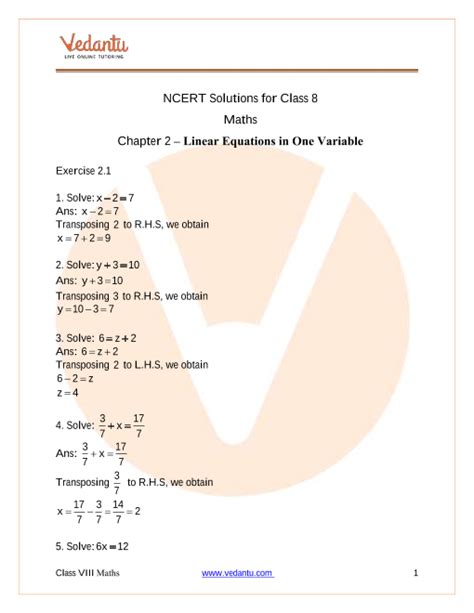 Image result for Chapter 2 Linear Equations Class 8 Worksheet
