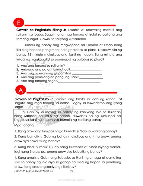 Image result for Grade 2 Math Module Quarter 4