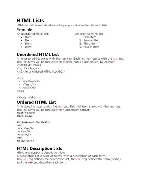 Image result for HTML List Works