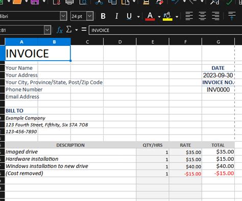Invoice Creation Spreadsheet by techra