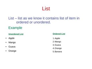 Image result for Simple Order List HTML5 Class 7