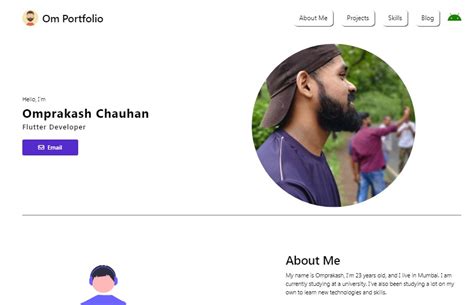 Toradh íomhá ar Flutter Developer Portfolio Design