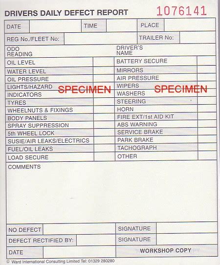 Image result for HGV Class 2 Defect Sheet