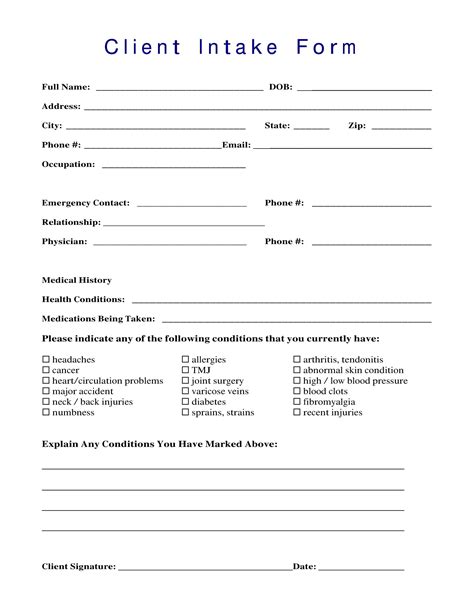 Image result for General Intake Form