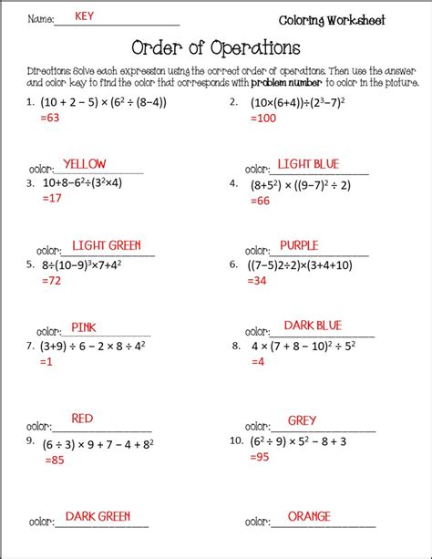 Image result for Order of Operations Elementary Worksheet