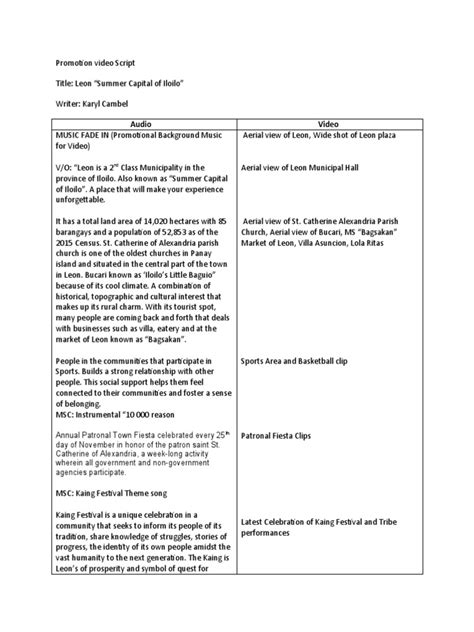 Image result for Sample Script for Promotional Video