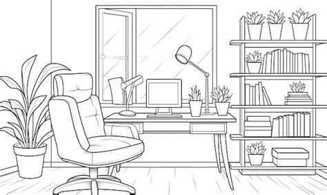 Image result for Computer Desk Drawing with Cabnet