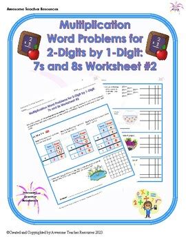 Image result for Worksheets Multipying 2-Digit by 1 Digit Word Problems
