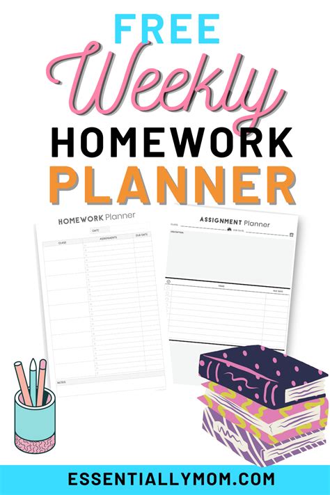 Afbeeldingsresultaten voor Printable PDF Weekly Homework Planner