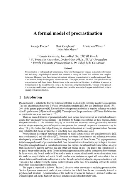 Image result for Example of Pattern of Procrastination Paper