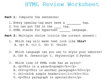 HTML Worksheet a Level に対する画像結果