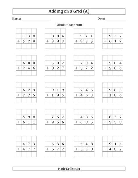 Image result for Math Drills 3-Digit Addition