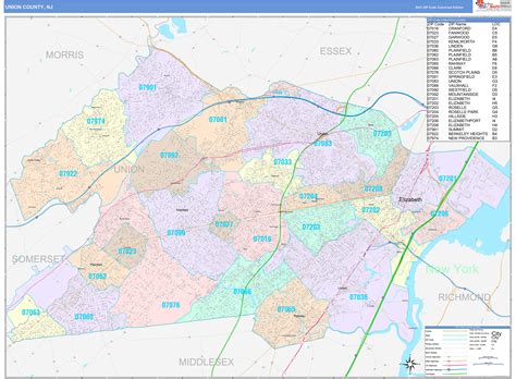 Union County NJ Zip Code Map に対する画像結果