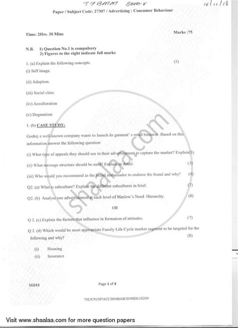 Image result for Consumer Behaviour BBA Question Paper